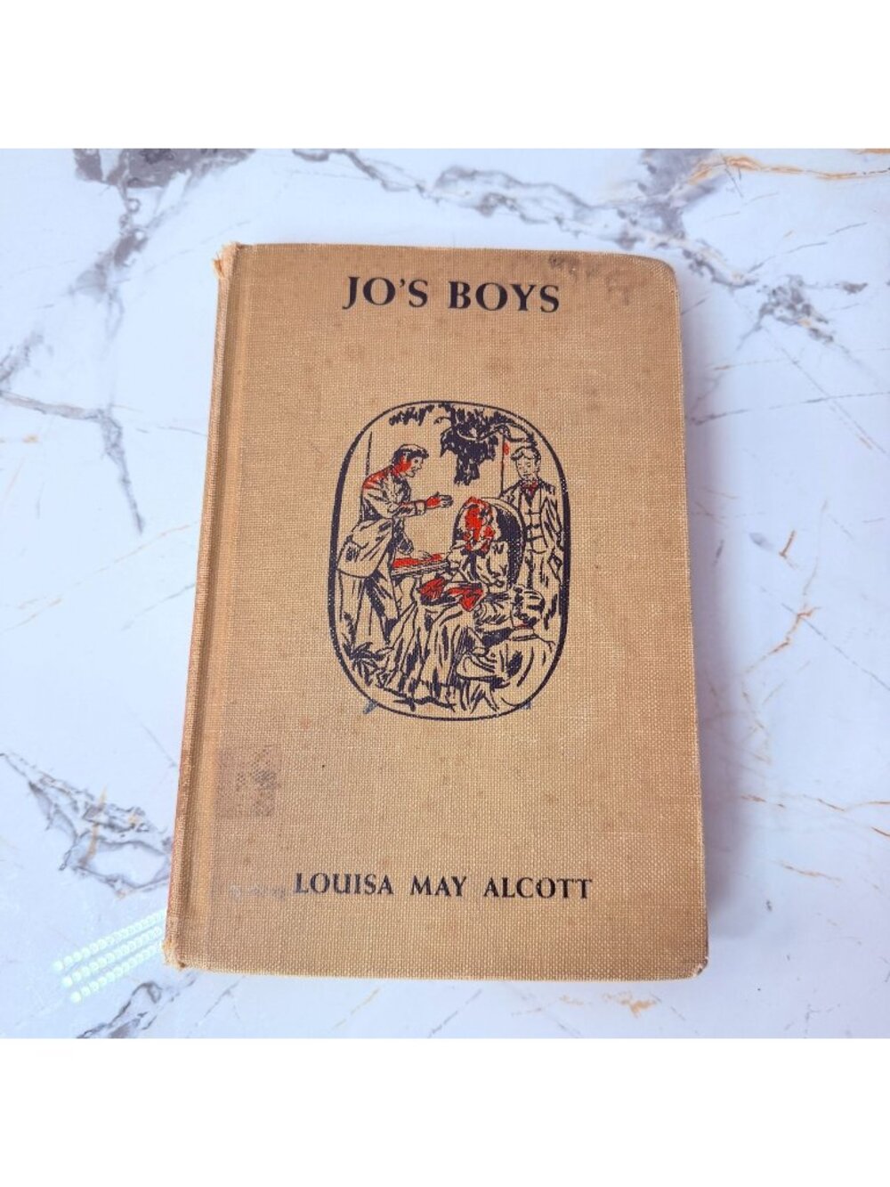 Vintage Jo’s Boys Louisa May Alcott Hardcover Book Red Black Illustration Cover